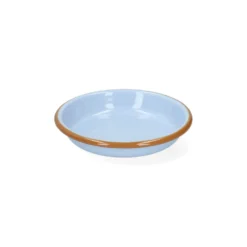 Bord diep, emaille, lichtblauw/bruin, Ø14 cm