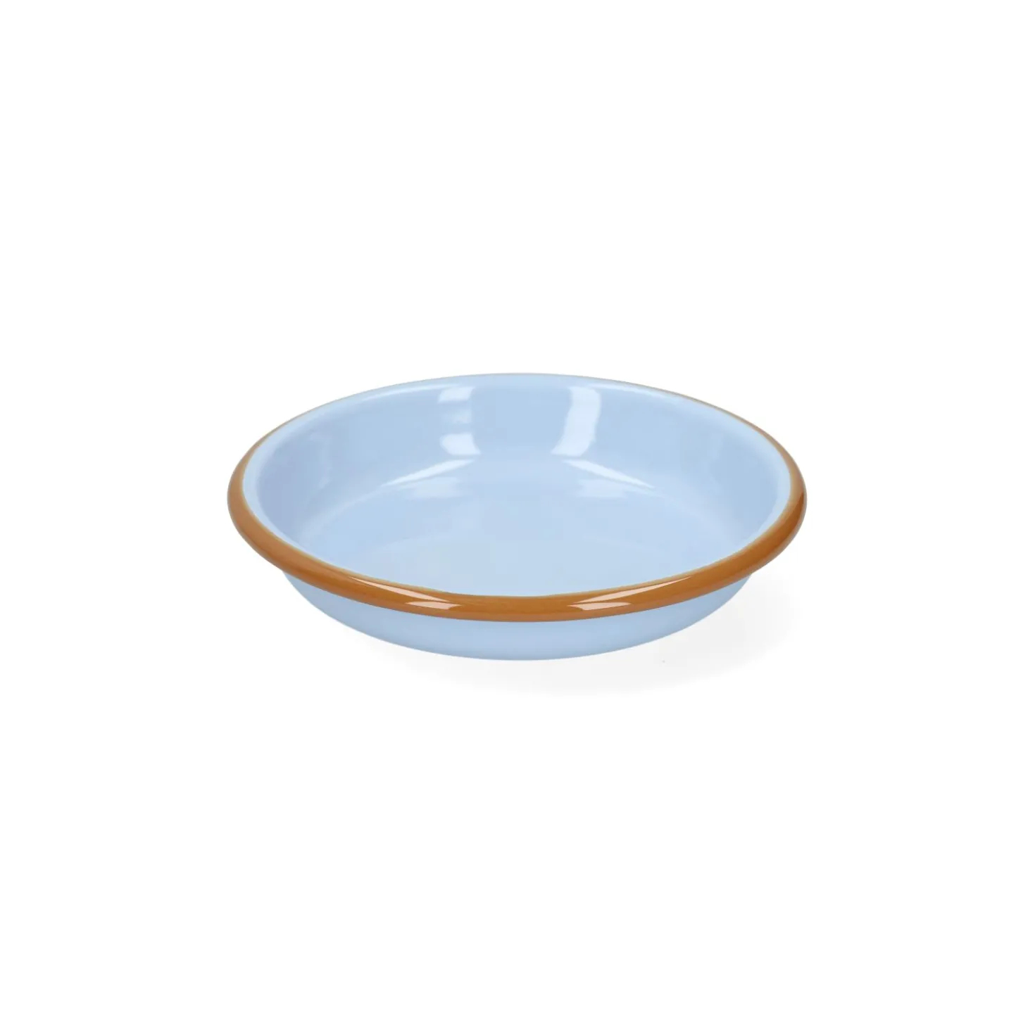 Bord diep, emaille, lichtblauw/bruin, Ø14 cm