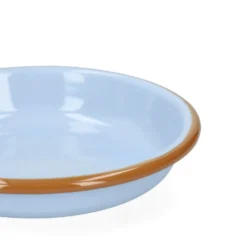 Bord diep, emaille, lichtblauw/bruin, Ø14 cm