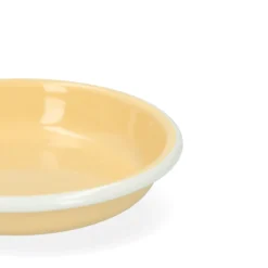 Bord diep, emaille, lichtgeel/wit, Ø14 cm