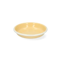 Bord diep, emaille, lichtgeel/wit, Ø14 cm