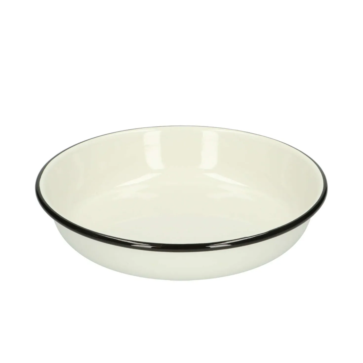 Bord diep, emaille, zwart/wit, Ø 19 cm