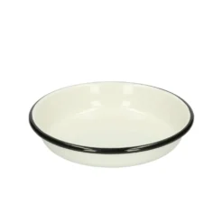 Bord diep, emaille, zwart/wit, Ø 15 cm
