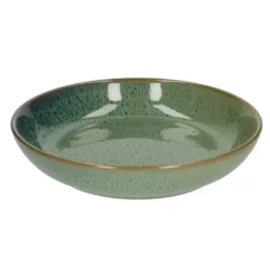 Bord diep reactieve glazuur, steengoed, groen, Ø 22 cm