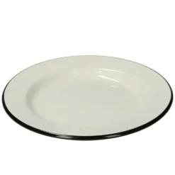 Bord, emaille, zwart/wit, Ø 26 cm