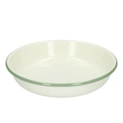Bord pasta, emaille, groengrijs/wit, Ø 23 cm