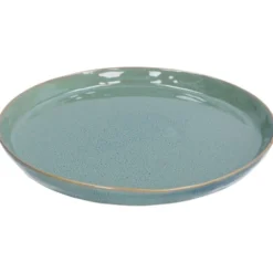 Bord reactieve glazuur, steengoed, groen, Ø 26 cm