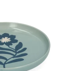 Bord, steengoed, blauw, cosmosbloem, Ø16 cm