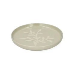 Bord, steengoed, groen, takje, Ø16 cm