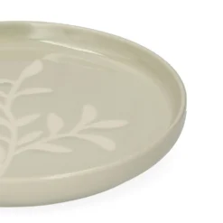 Bord, steengoed, groen, takje, Ø16 cm