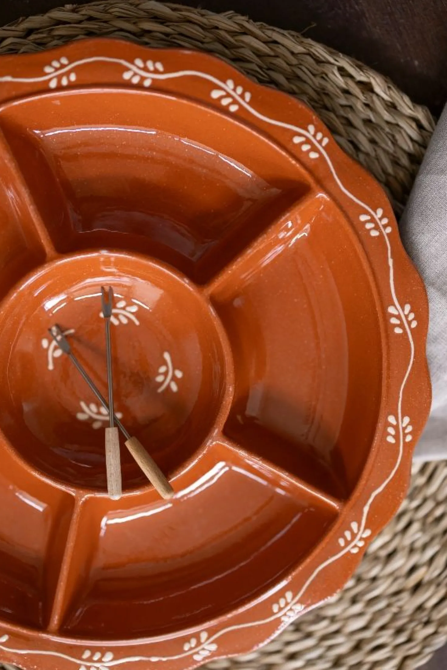 Borrelschaal met takjesslinger,terracotta, Ø 30 cm