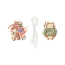 Cadeaulabels, papier, silhouet groepsknuffel en uil, 10 stuks