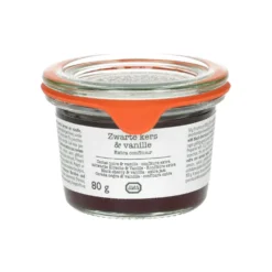 Confiture, zwarte kers/vanille, 80 gram