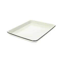 Dienblad & bakplaat, emaille, wit/zwart, 42 x 32 cm