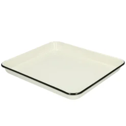 Dienblad, emaille, zwart/wit, 31 x 27 cm