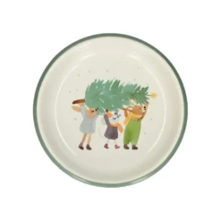 Diep bord, emaille, dieren met kerstboom, Ø14 cm