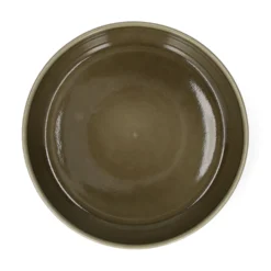 Diep bord, reactieve glazuur, steengoed, olijfgroen, Ø20 x 4,5 cm
