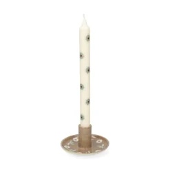 Dinerkaarsen, blauwe bloemen, 25 cm, set van 2