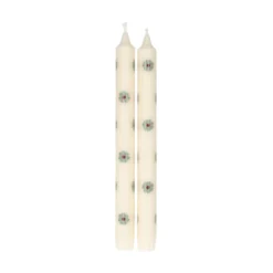 Dinerkaarsen, blauwe bloemen, 25 cm, set van 2