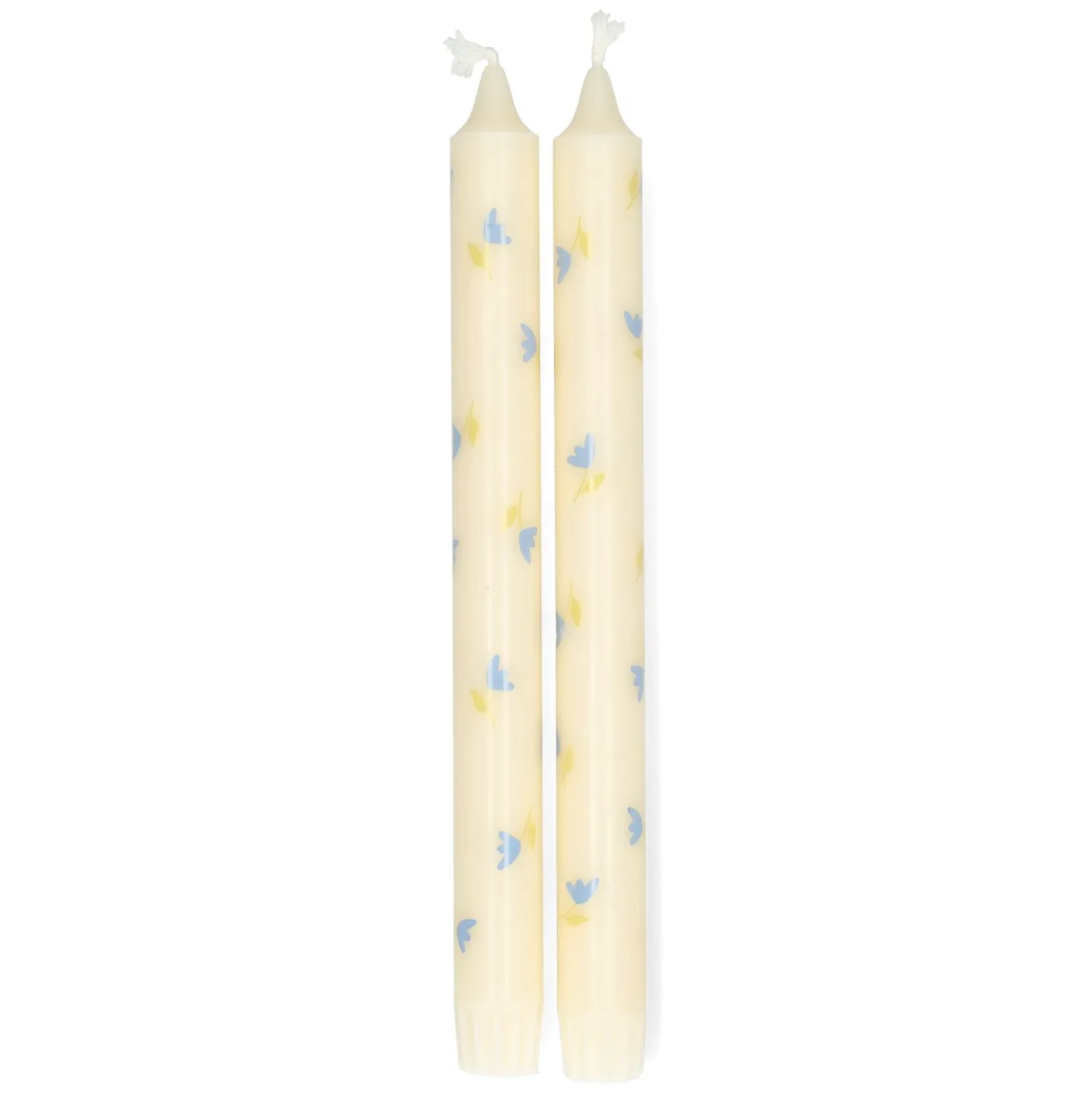 Dinerkaarsen, met bloemen, 25 cm, 2 stuks
