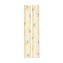 Dinerkaarsen, met bloemen, 25 cm, 2 stuks