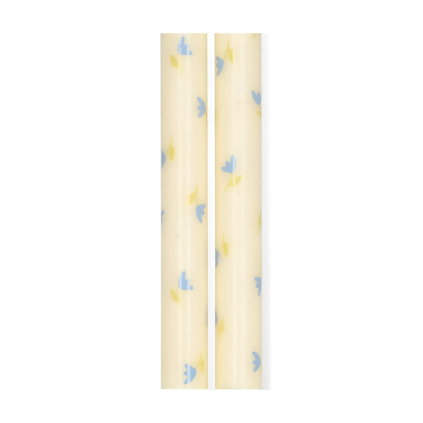 Dinerkaarsen, met bloemen, 25 cm, 2 stuks