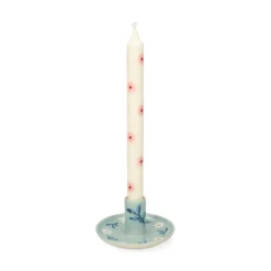 Dinerkaarsen, roze bloemen, 25 cm, set van 2