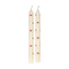 Dinerkaarsen, wit met paddenstoelen, 25 cm, 2 stuks
