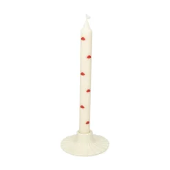 Dinerkaarsen, wit met paddenstoelen, 25 cm, 2 stuks