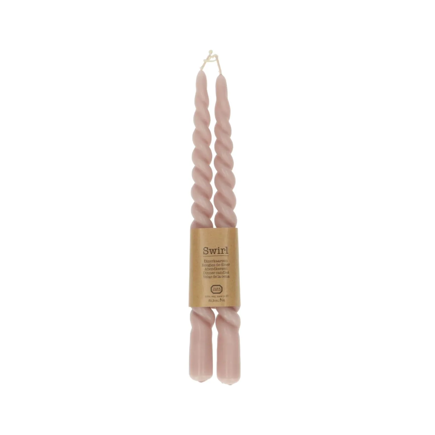 Dinerkaars gedraaid, oud roze, 29 cm, set van 2