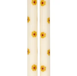 Dinerkaars, gele bloemen, 25 cm, set van 2