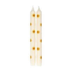 Dinerkaars, gele bloemen, 25 cm, set van 2