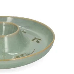 Dipschaal met takjes, reactief glazuur, groen, Ø24 cm