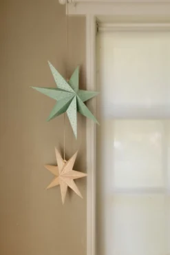 3D kerstster middel, papier, zandkleur, Ø35 cm