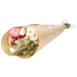 Droogbloemen, gemengd boeket, wit/roze