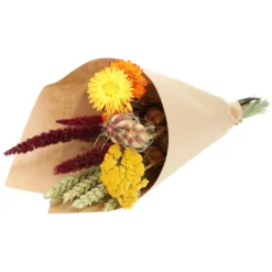 Droogbloemen, kegelboeket, oranje