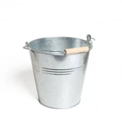 Emmer met beukenhouten handvat, zink, 6 liter