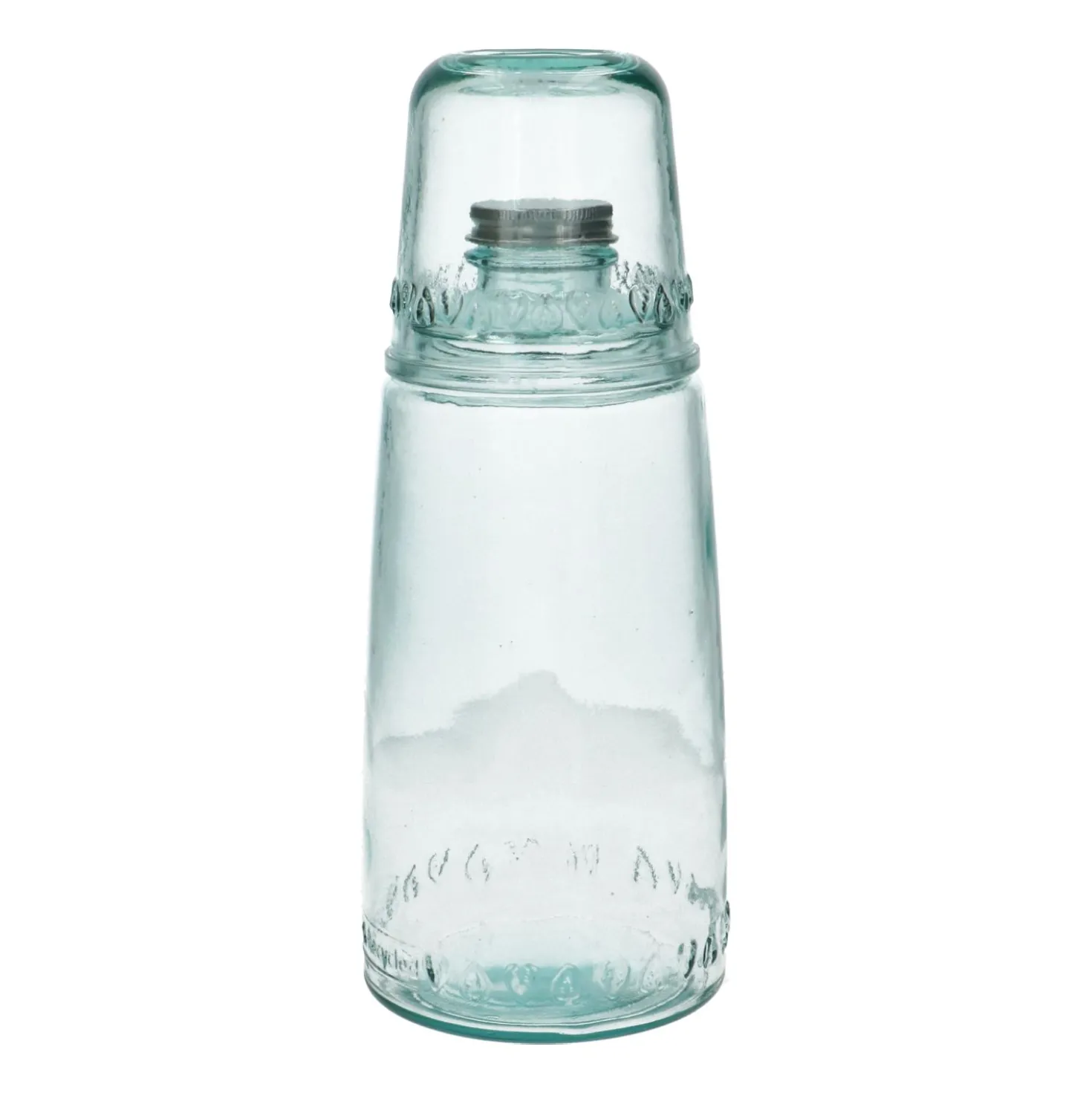 Fles met glas, recycled glas