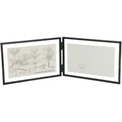 Fotolijstje tweeluik, metaal, zwart, 2x 15 x 10 cm