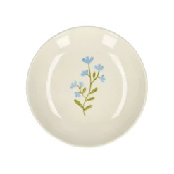 Gebaksbordje, steengoed, blauwe bloem, Ø 16 cm