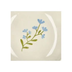 Gebaksbordje, steengoed, blauwe bloem, Ø 16 cm