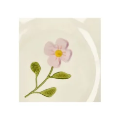 Gebaksbordje, steengoed, roze bloem, Ø 16 cm