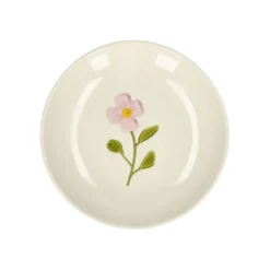 Gebaksbordje, steengoed, roze bloem, Ø 16 cm