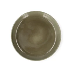 Gebaksbord, reactieve glazuur, steengoed, olijfgroen, Ø16 cm