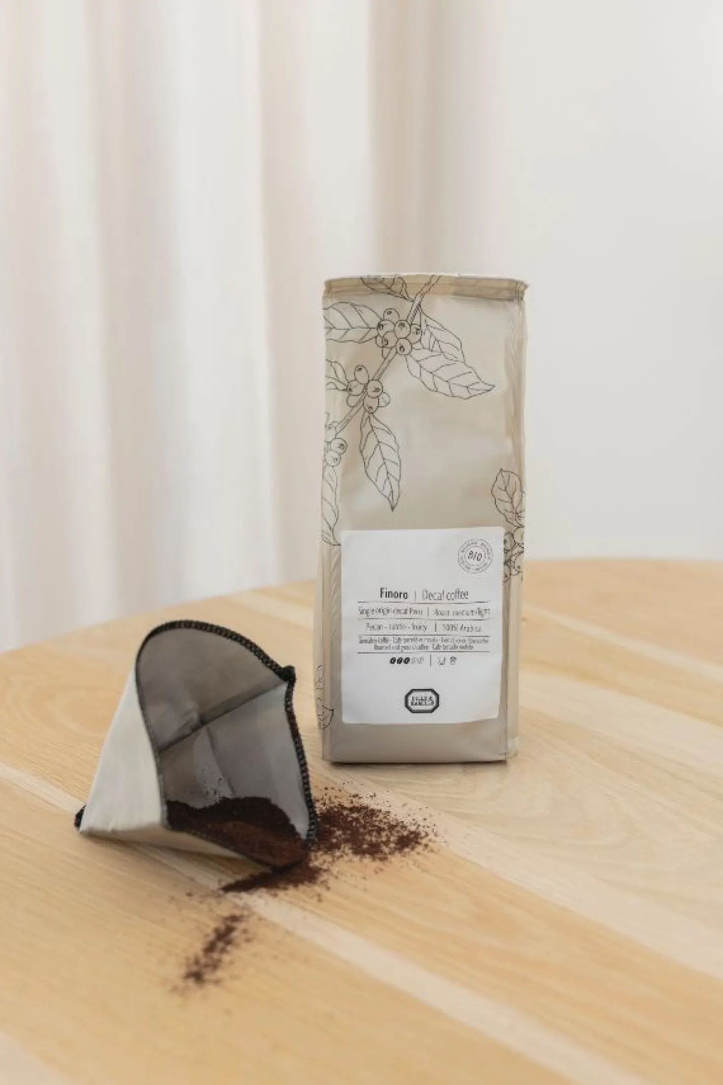 Gemalen koffie cafeïnevrij, biologisch, Finoro Peru, 250 gram