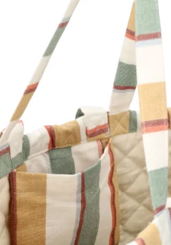 Gequilte tas, recycled katoen, zomerstreep, 46 x 37 x 16 cm