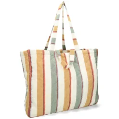 Gequilte tas, recycled katoen, zomerstreep, 46 x 37 x 16 cm