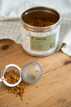 Golden Chai, biologisch, kruidenmelange, blik, 75 gram
