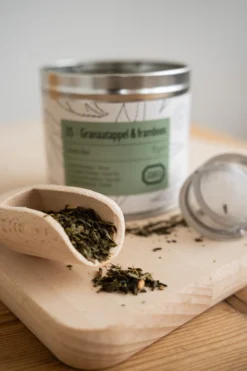 Granaatappel & framboos, biologisch, groene thee, blik, 75 gram