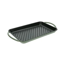 Grillpan, gietijzer, groen, 33 x 22 cm